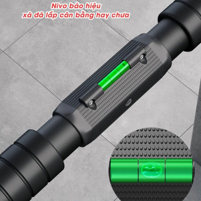 Xà đơn gắn cửa treo tường Đầu Vuông mới nhất, có khóa chống xoay + Nivo cân bằng xà(VIDEO VÀ ẢNH THỰC TẾ)