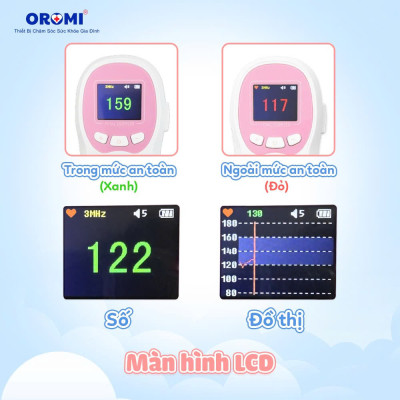 Máy đo tim thai tại nhà cao cấp Oromi CONTEC10CL - Máy nghe tim thai bỏ túi pin sạc