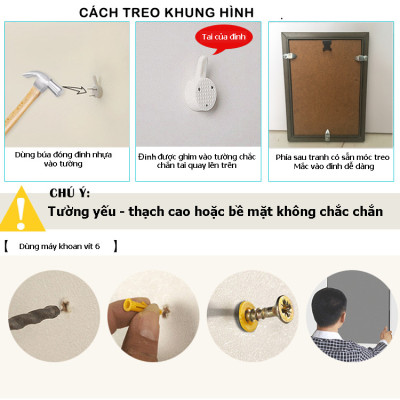 Bộ Khung Ảnh Treo Tường Tặng Bộ Ảnh Trang Trí Quán Bida, đinh treo tranh và sơ đồ treo - PGC220