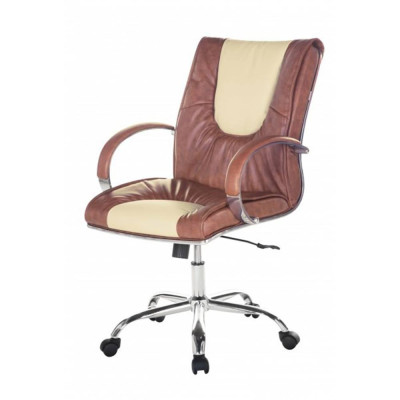 Ghế Trưởng Phòng Tay Ốp Da Pu Chân Thép Mạ Cao Cấp IBIE OC337GN - Nâu