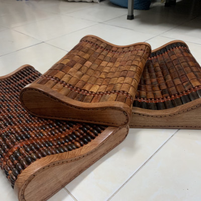 Gối Gỗ Trắc Miếng , Gối Công Thái Học - Kích Thước 36cmx24cmx8cm/4cm ( video , hình thật )