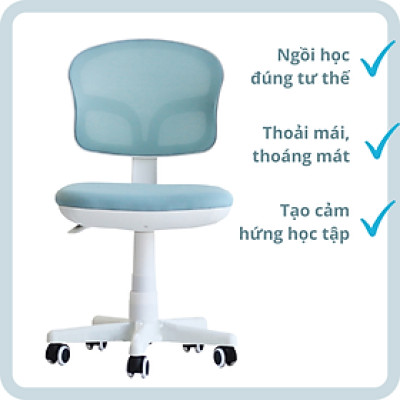 Ghế học bài học sinh tiểu học chống gù chống cận CE1004-M Nội thất Capta Ghế xoay trẻ em lưng lưới nệm vải màu xanh đẹp Study chairs for kids CE1004-M