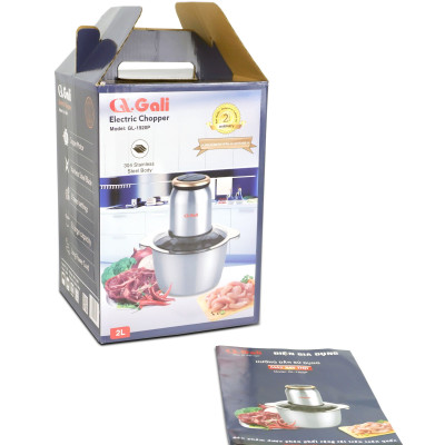 Máy xay thịt Gali GL-1920P Dung tích 2 Lít, Motor 100% bằng đồng, có 2 tốc độ xay. Hàng chính hãng chất lượng cao, bảo hành 24 tháng