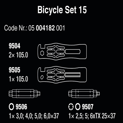 Bộ dụng cụ sửa xe đạp Wera 05004182001 Bicycle Set 15 gồm 5 cái