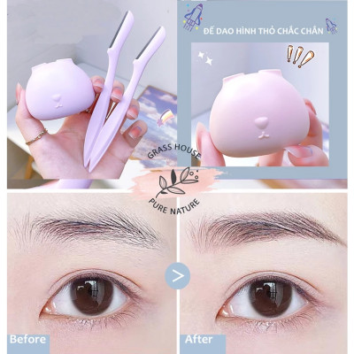 Bộ Dao cạo Tỉa Lông Mày hình thỏ dễ thương 2 Bộ Lưỡi Dao Cạo Lông Mày Bền Chống Xước Mịn