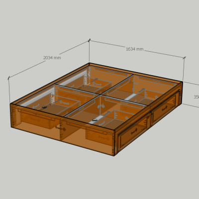 HAPPY FURNITURE , Giườngngủ 4 ngăn kéo , GNG_270 GNG_271 GNG_272 GNG_273 , 203cm x 35cm DxC