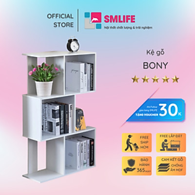 Giá sách cao cấp bằng gỗ SMLIFE Bony