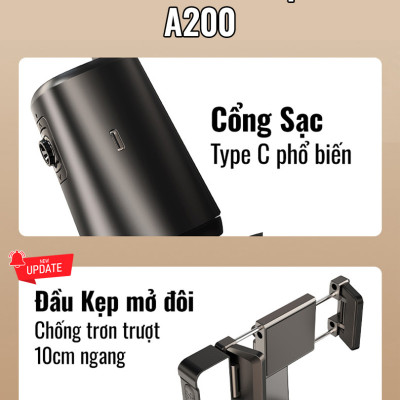 Chân kẹp AI theo dõi chủ thể cho điện thoại để livestream, quay Video HighTechGate A200, hàng chính hãng