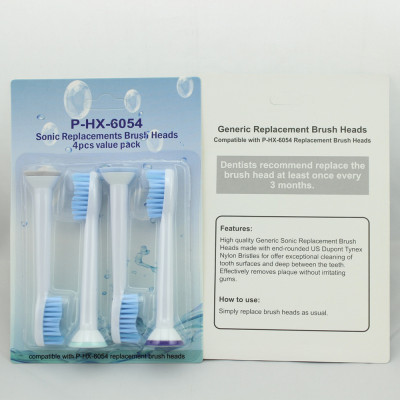 Bộ 4 đầu bàn chải đánh răng điện HX-6054 cho máy Philips Sonicare cho răng nhạy cảm HX3, HX6, HX7, HX8, HX9, R, FlexCare +, FlexCare, HealthyWhite, HydroClean, EasyClean, DiamondClean