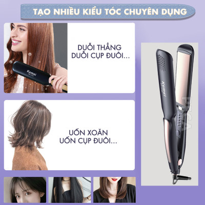 Máy duỗi tóc Kemei KM-3140 bảng nhiệt lớn 3.5 cm, điều chỉnh 5 mức nhiệt sử dụng được cho mọi loại tóc - Hàng chính hãng