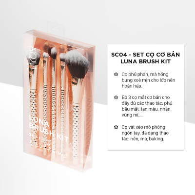 SC04 - BỘ KIT 5 CỌ CƠ BẢN VACOSI, PHIÊN BẢN GOLDEN DRAGON - LUNA THE FACE & EYES BRUSH KIT, 5PCS