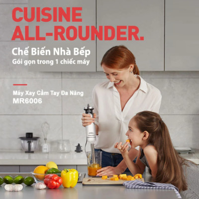 Máy xay sinh tố cầm tay 4 trong 1 kiêm bóc tỏi Morphy Richards MR6006 - HÀNG NHẬP KHẨU 