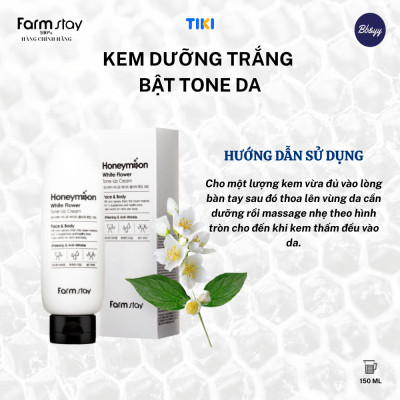 Kem Dưỡng Trắng Bật Tone Da _ Honeymoon White Flower Tone-Up Cream