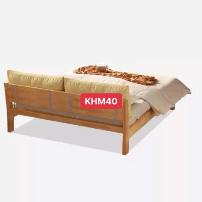 Giường ngủ KHM40 decor kiểu Hàn Quốc màu tự nhiên phủ bóng PU