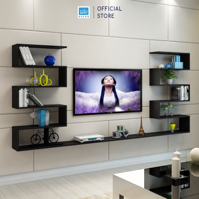 Kệ Gỗ Trang Trí Tivi Treo Tường Nhiều Tầng Đối Xứng Hiện Đại SIB Decor TV128