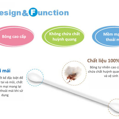 TĂM BÔNG VỆ SINH CHO BÉ KUKU KU1103 - 260 CÁI ( ĐẦU TRÒN )