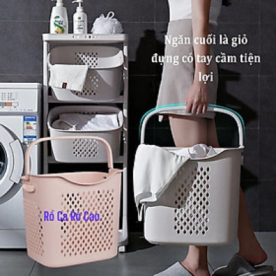 Kệ Nhựa Để Đồ Đa Năng 3 Tầng Có Bánh Xe Phong Cách Hàn Quốc