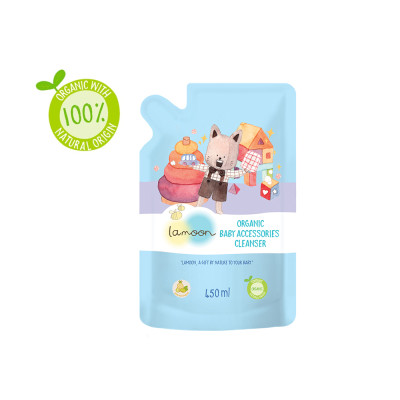 Xịt khuẩn đồ chơi Organic an toàn cho bé Lamoon - Túi 450ml Refill