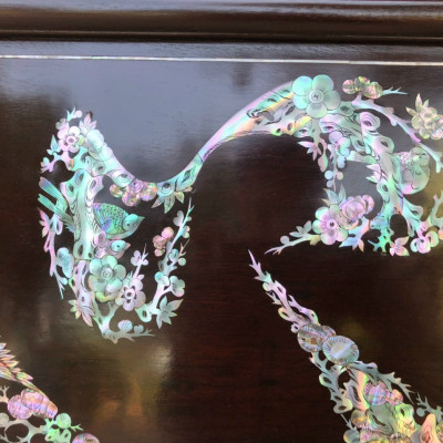 Tranh chữ nhẫn khảm ốc kết hợp với lền gỗ gụ lào 