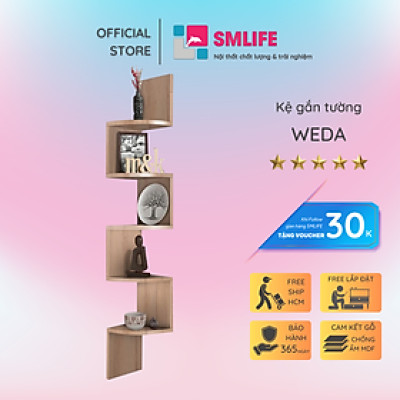 Giá sách treo tường đẹp đơn giản SMLIFE Weda