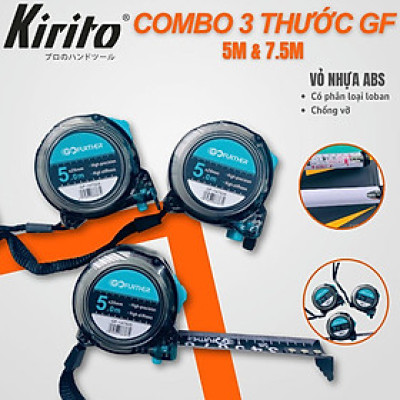 Combo 3 chiếc thước GOFUTHER mặt đen, Thước vỏ nhựa ABS chịu lực, Thước GF vỏ trong