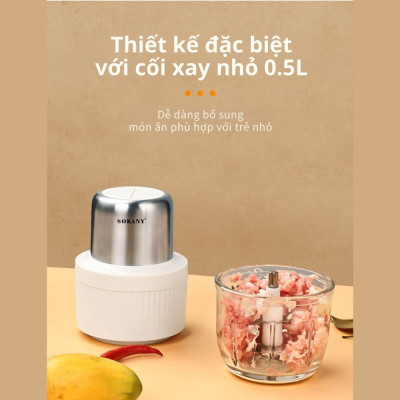 Máy xay thịt đa năng 2 IN 1 SOKANY SK-06008, máy xay thịt tỏi ớt công suất cao 800W, cối thủy tinh cao cấp chắc chắn, HÀNG CHÍNH HÃNG