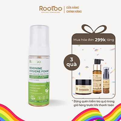 Dung Dịch Vệ Sinh Phụ Nữ Rootoo Thuần Tự Nhiên Hỗ Trợ Giảm Ngứa, Khử Mùi Hôi, Cân Bằng PH, Sạch Dịu Nhẹ 150ml
