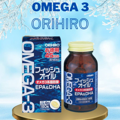 Viên Uống Dầu Cá Fish Oil Bổ Mắt, Bổ Não, Hỗ Trợ Tim Mạch Omega 3 Orihiro 180 Viên Nhật Bản