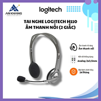 Tai nghe Logitech H110 - Âm thanh nổi (2 Giắc) - Hàng Chính Hãng - Bảo Hành 24 tháng