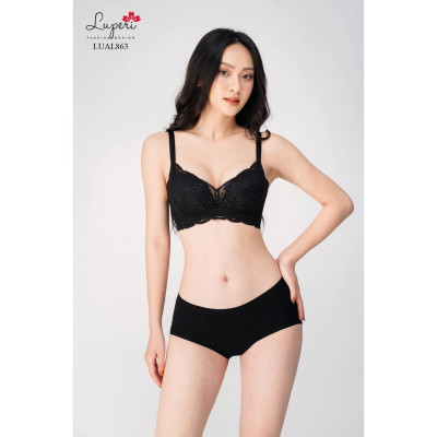 Áo Lót Nâng Ngực Nữ Cao Cấp Không Gọng LUPERI LU3AL863 Đệm Mềm Nâng Ngực Phối Ren Bản 3 Móc Chắc Chắn Co Giãn Tốt