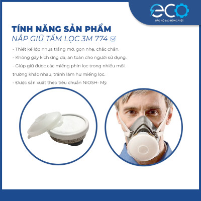 Nắp nhựa 3M 774 giữ tấm lọc 7711 dùng cho mặt nạ phòng độc 3M 3100/3200