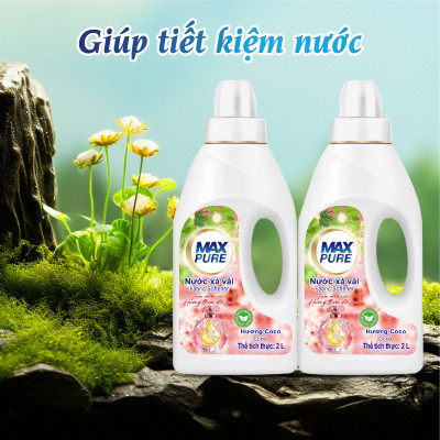 Chai nước xả vải Maxpure Hương Coco 2L - TẶNG 2 vỉ viên treo bồn cầu Evershine