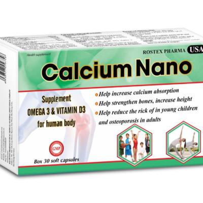 Combo 2 Hộp Calcium Nano bổ sung canxi, vitamin D3, omega 3 tăng chiều cao - Hộp 30 viên  (màu ngẫu nhiên)