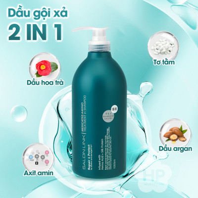Dầu Gội Xả 2 Trong 1 Ngăn Ngừa Gàu Và Phục Hồi Tóc Hư Tổn Salon Link Extra Amino Shampoo (1000 mL)