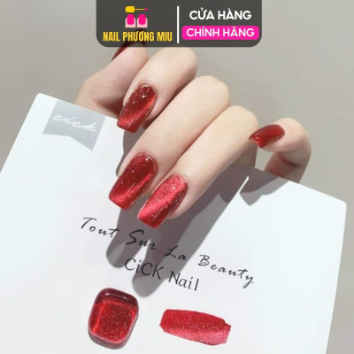 Sơn Gel Mắt Mèo Kim Cương Đỏ CR Cao Cấp 15ml Nhũ Tuyết Siêu Mịn CR01 Làm Nail Ánh Mắt Mèo màu Đỏ đô 9D Dùng Nam Châm Hút Siêu Sáng