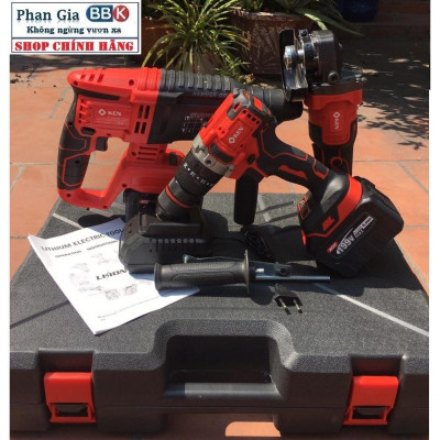 Bộ Combo Máy Khoan Đục Bê Tông, Máy Mài Và Khoan 3 chức năng Dùng Pin 199V, 2 Pin 15Cell, Máy Khoan Siêu Khỏe