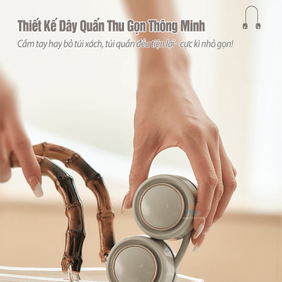 Quạt đeo cổ gấp gọn DQ-210 mini bỏ túi, không dây cầm tay di động,thiết kế không vướng tóc, 3 cấp độ gió không cánh, hàng chính hãng