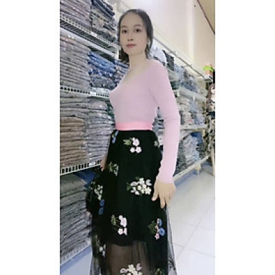 Set áo thu đông kèm váy thêu hoa nhã nhặn sắc sảo myqlothing.