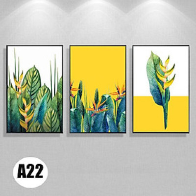 Bộ 3 tranh treo tường lá màu sắc