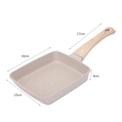 Chảo chữ nhật chống dính cán gỗ 18cm - chảo chiên trứng cuộn phong cách Hàn Quốc