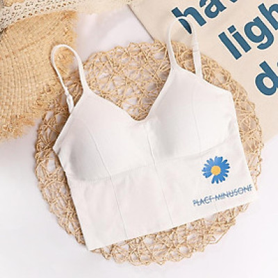 Áo Bra Hoa Cúc Họa Mi Thun Gân Hottrend Cá Tính