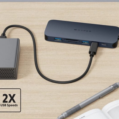 HUB chuyển đổi HyperDrive Next 10 in 1 Port USB-C Hub - Truyền tải dữ liệu nhanh, sạc công suất cao 140W,  HD4005GL - Hàng Chính Hãng