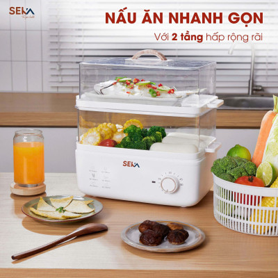 Nồi Hấp Điện 2 Tầng Đa Năng 6in1 Seka SK6610 (SK2088) Model 2024 - Nồi Hấp Hẹn Giờ - Dung Tích 10L - Hàng Chính Hãng