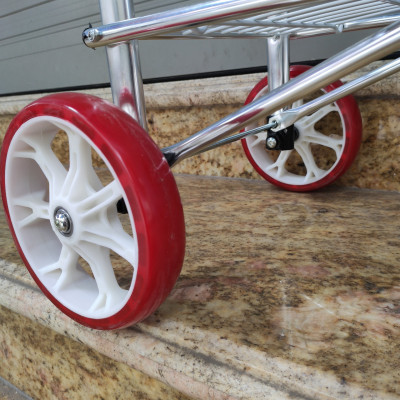 Xe đẩy đi chợ inox có giỏ gấp gọn