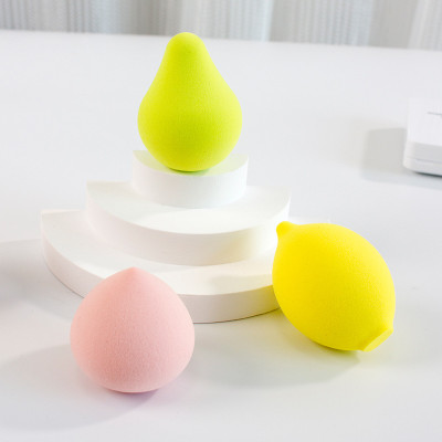Bộ 4 bông phấn trang điểm hình quả trứng lớn , dụng cụ trang điểm hình quả dâu tây, chanh, lê đẹp và cute