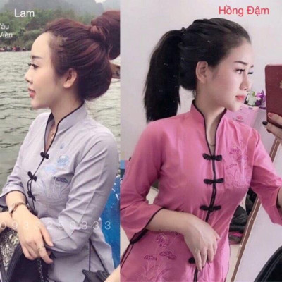 ĐỒ LAM ĐI CHÙA  Sẩm Thêu Cổ Tàu sss1