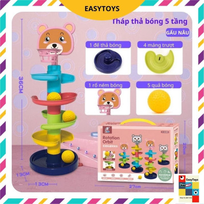 [Siêu sale] Đồ chơi trẻ em Tháp bóng lăn, cầu trượt thả bóng xoay vòng nhiều 7 tầng 7 bóng EASYTOYS giú