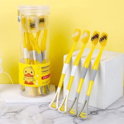 Đồ dùng vệ sinh -Hộp 8 cây bàn chải 2 in 1 cho bé ,kèm dụng cụ cạo lưỡi ,giúp giảm vi khuẩn gây sâu răng và hôi miệng ,cán cầm chống trượt ,lông bàn chải sợi tơ siêu mềm , giúp chải răng sạch hơn ,an toàn và tiện lợi