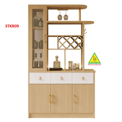 Vách ngăn kiêm tủ rượu trang trí phòng khách 3TKR09
