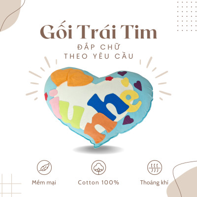 Gối Tựa Lưng - Gối Trang Trí Sofa Hình Trái Tim Đắp Tên Theo Yêu Cầu